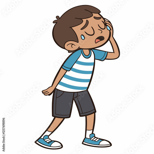 Upset Young Boy Cartoon Illustration