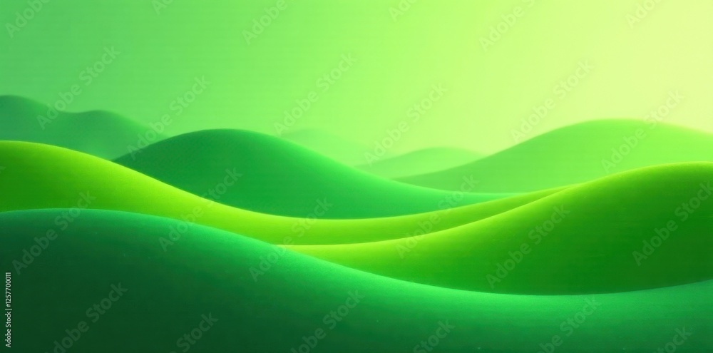 Fototapeta premium Abstract rolling hills, vibrant green gradients, soft focus, design, organic