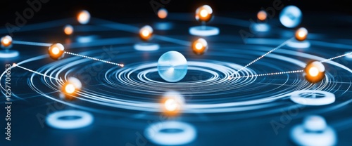 A 3D render展示了概念数据可视化的过程，包括信息的收集、处理和分析