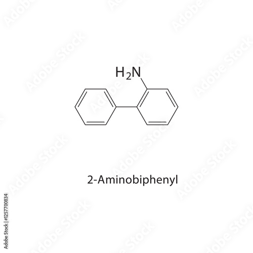 2-Aminobipheny skeletal structure.Aromatic amine compound schematic illustration. Simple diagram, chemical structure.
