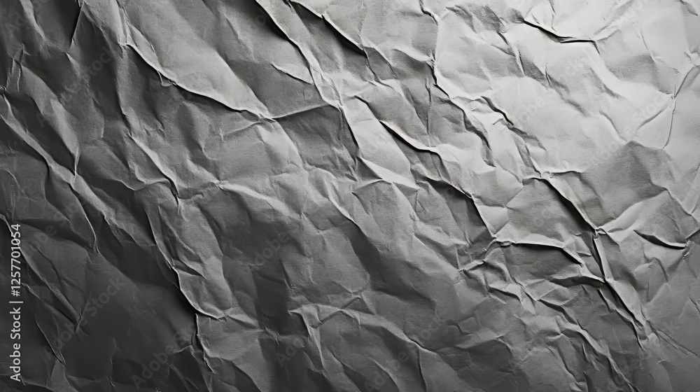 Fototapeta premium Texture of heavily crumpled gray surface