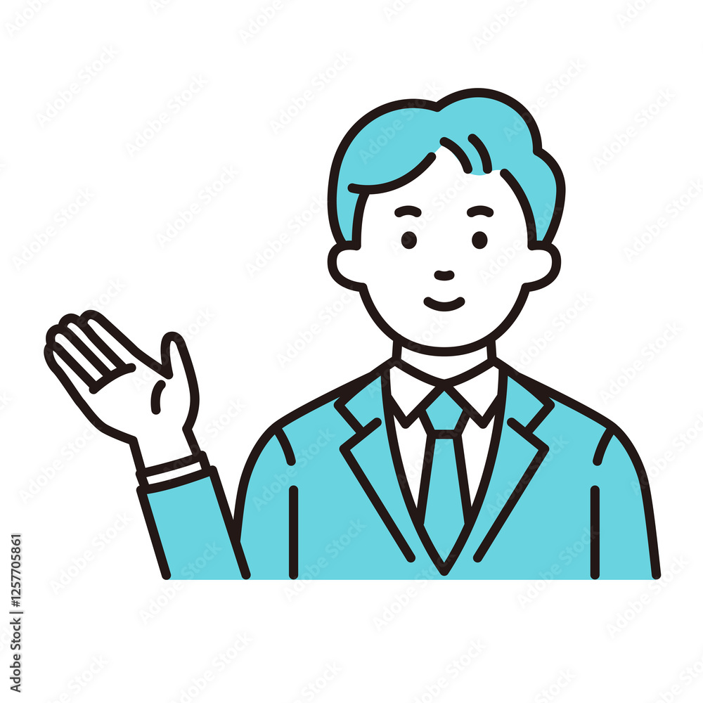 案内する若い会社員 案内する若い会社員