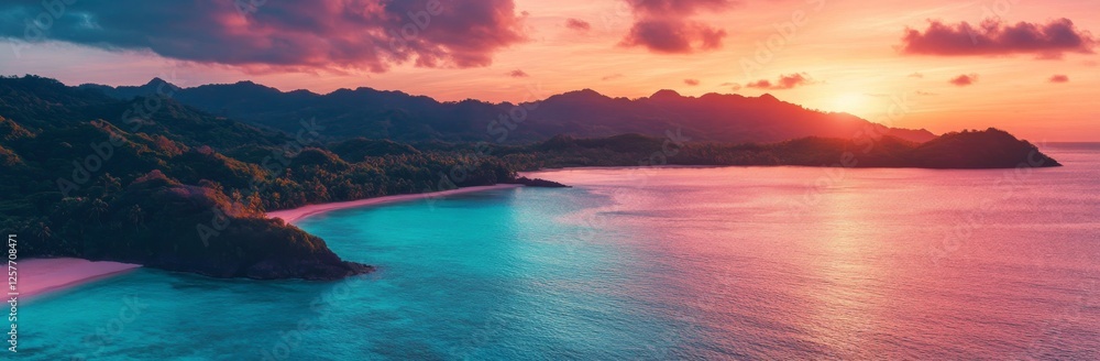 The sun dips below the horizon of the Pacific Ocean, casting a rosy hue over the West Maui Mountains at Olowalu, Maui, Hawaii, USA The sun dips below the horizon of the Pacific Ocean, casting a rosy hue over the West Maui Mountains at Olowalu, Maui, Hawaii, USA