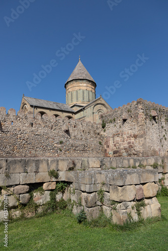 The ancient Orthodox Christian Svetitskhoveli Cathedral in Mtskheta, Georgia