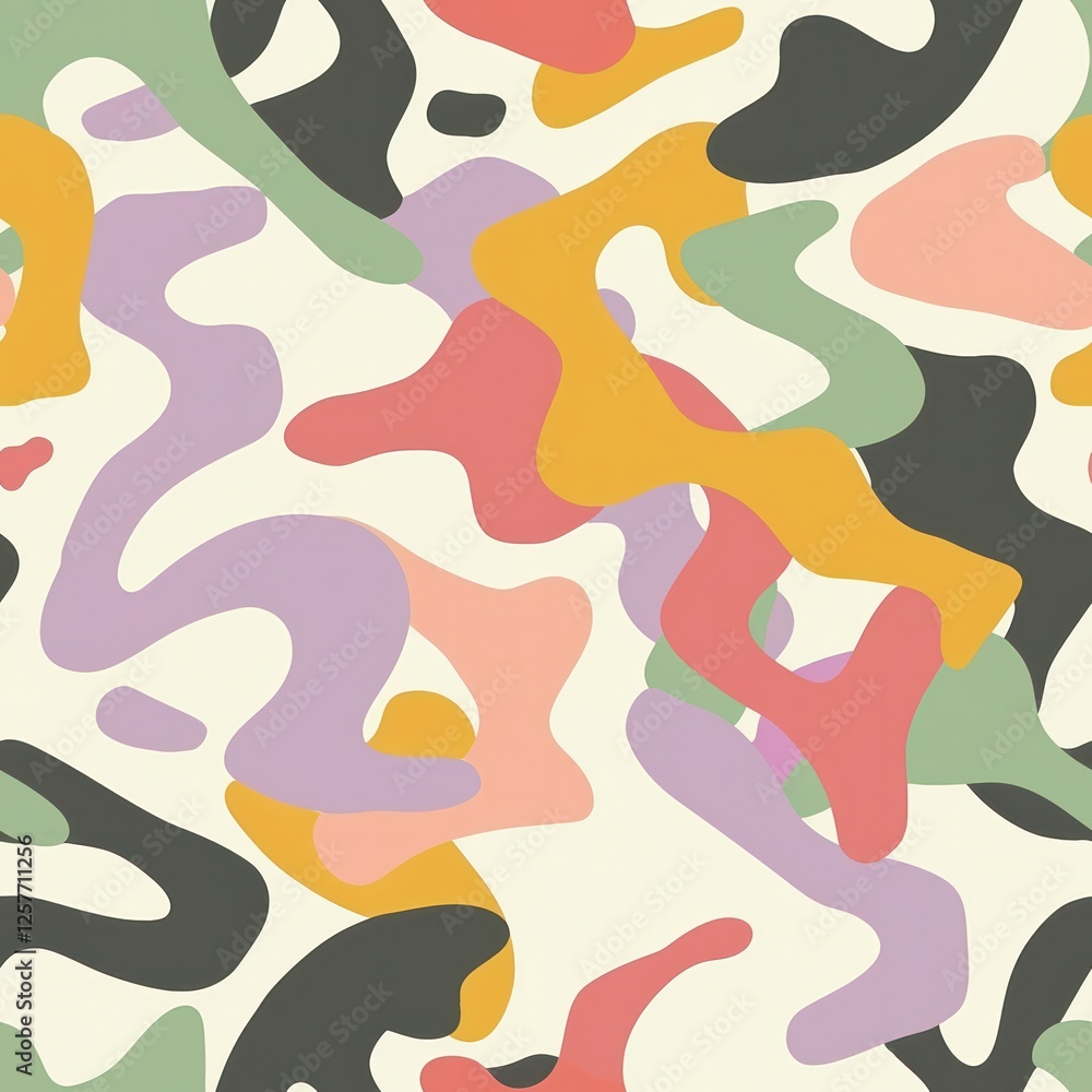 Doodle camouflage simple minimal shapes cartoon abstract cute seamless pattern pastel colors bold lines smooth edges flat design print seamless pattern Doodle camouflage simple minimal shapes cartoon abstract cute seamless pattern pastel colors bold lines smooth edges flat design print seamless pattern