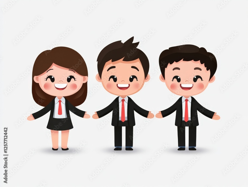 cartoon business team posing with open arms cartoon business team posing with open arms