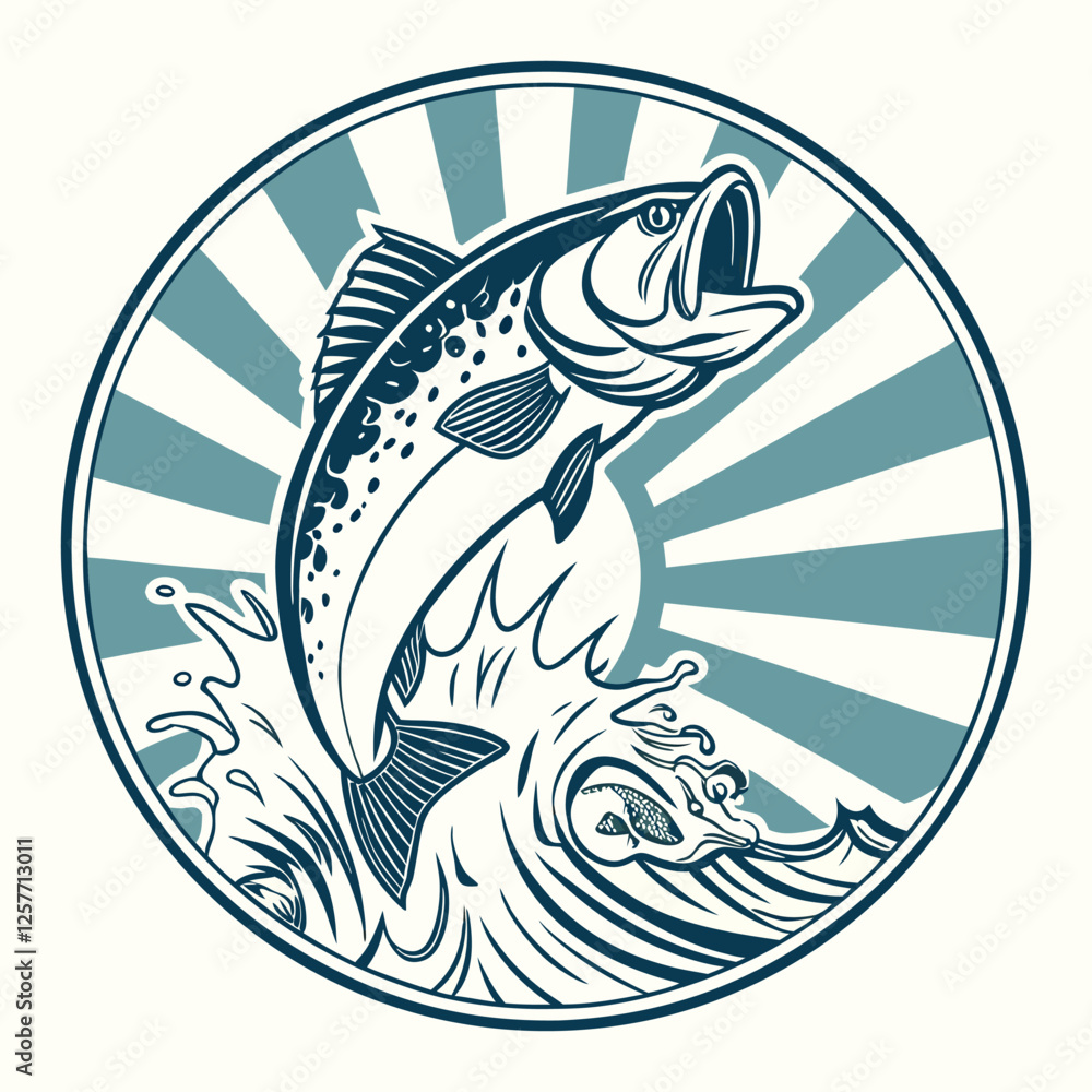 Fototapeta premium Vintage fishing logo Vector Images
