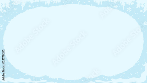 A frosty ice frame with icicles and snowflakes, creating a winter-themed background for seasonal designs.