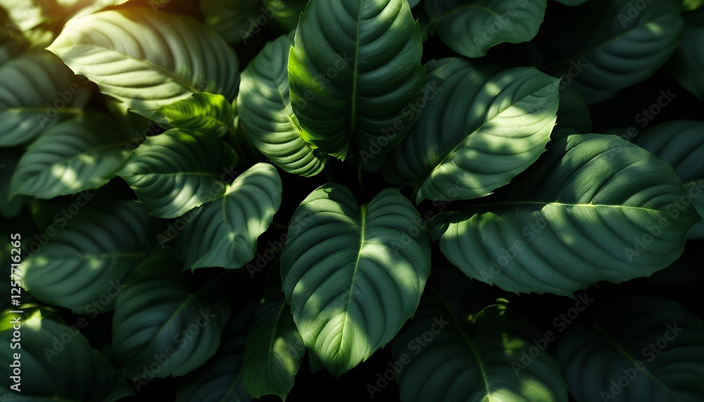 Lush foliage with light interplay reveals intricate details in a vibrant green garden Lush foliage with light interplay reveals intricate details in a vibrant green garden