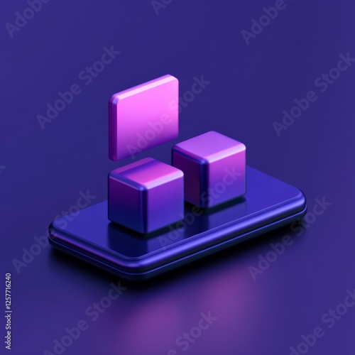 abstract 3d cubes on platform