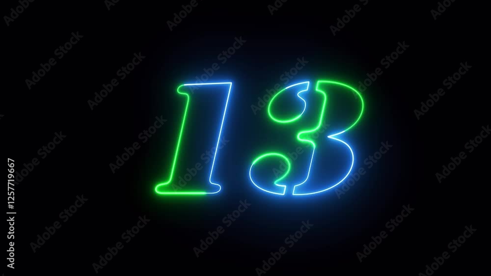 Neon digital number .Abstract neon countdown “13” number text background illustration. Neon countdown text number illustration. Neon digital number .Abstract neon countdown “13” number text background illustration. Neon countdown text number illustration.