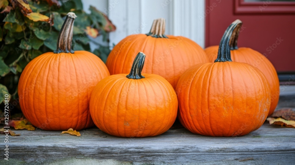 Vibrant Pumpkins on a Rustic Porch Vibrant Pumpkins on a Rustic Porch