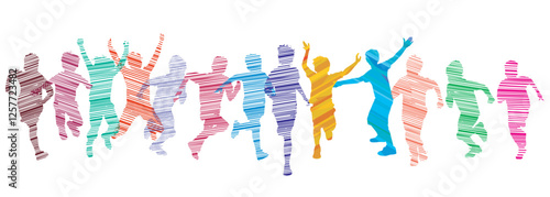 Vergnügen und Freude in einer Kindergruppe, illustration,.eps