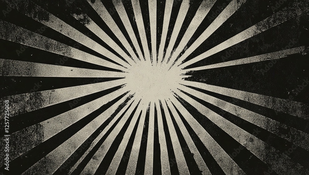 Obraz premium Abstract Vintage Sunburst Design with Grunge Texture and Radial Lines