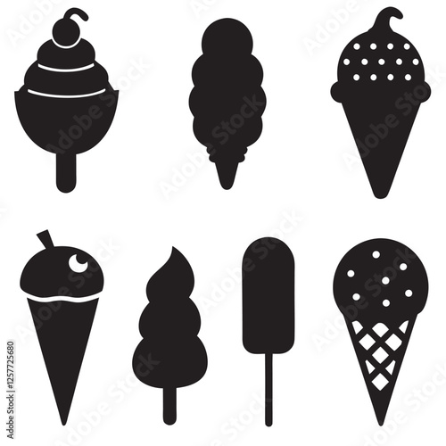 Ice cream silhouettes set candy pack of vector silhouette design 