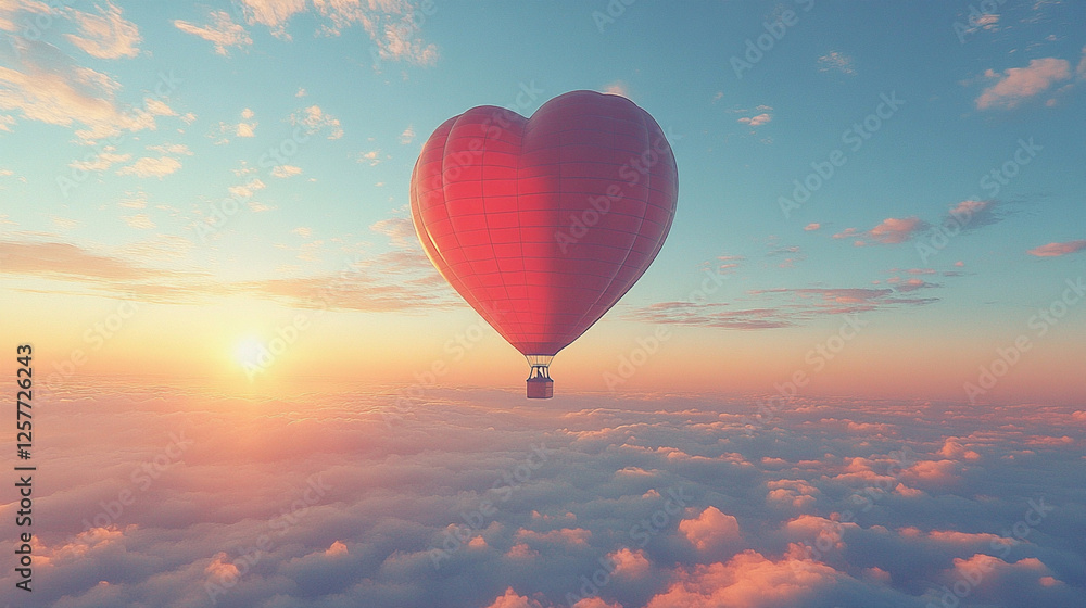 Fototapeta premium heart shaped valentine air balloon