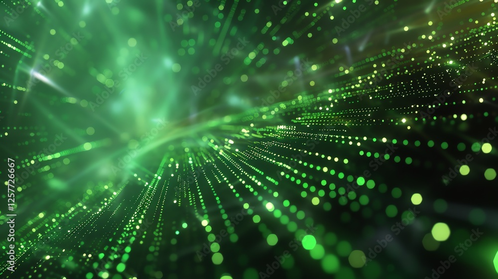 Abstract background of glowing green particles. Futuristic technology or science concept. Abstract background of glowing green particles. Futuristic technology or science concept.