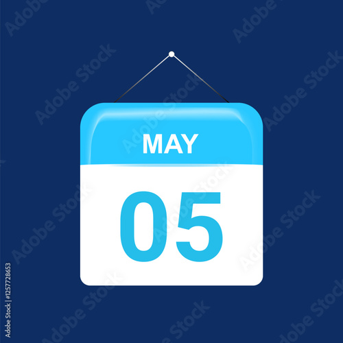 5th May daily calendar icon template. May 5 day calendar design. Single day calendar in vector illustration flat style.