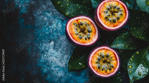 Wallpaper Mural Juicy slices of tropical passion fruit, created with AI Torontodigital.ca