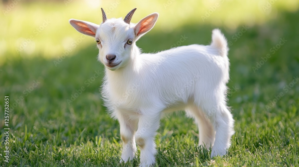 Adorable Baby Goat in a Lush Green Field Adorable Baby Goat in a Lush Green Field