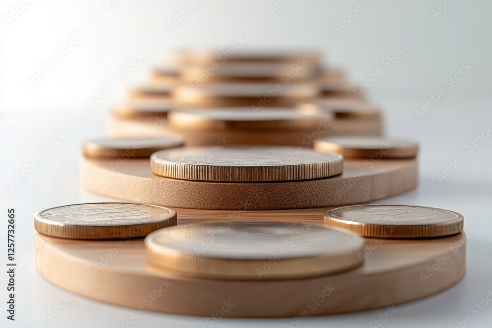 Stacked wooden discs arranged in a geometric pattern Stacked wooden discs arranged in a geometric pattern