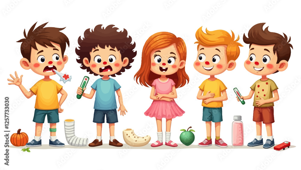 A fun vector illustration of cartoon kids displaying different expressions, from happiness to surprise. Perfect for education and children’s content. A fun vector illustration of cartoon kids displaying different expressions, from happiness to surprise. Perfect for education and children’s content.