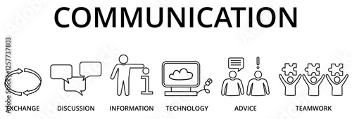 Banner communication concept. Icons and keywords