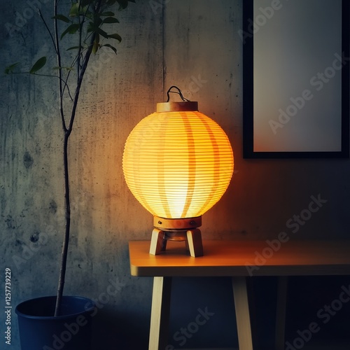 Obraz na płótnie Minimalist Japanese Lantern, Serene Lighting for Modern Aesthetics w salonie