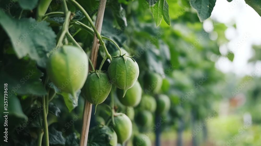 Closeup of Fresh Green Fruits Growing Closeup of Fresh Green Fruits Growing