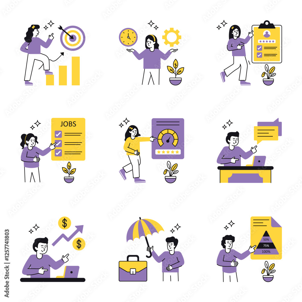 Human Resources Concept vector illustration Set 1. isolated on white Background. Human Resources Concept vector illustration Set 1. isolated on white Background.