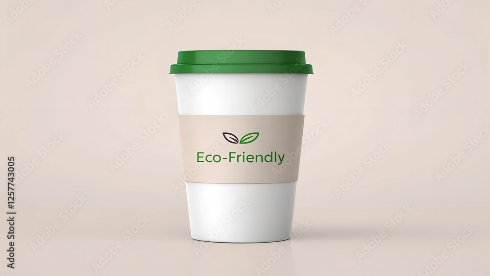 Eco-friendly reusable coffee cup sustainable design modern kitchen minimalist view green concept Eco-friendly reusable coffee cup sustainable design modern kitchen minimalist view green concept