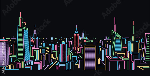 New York City neon light skyline
