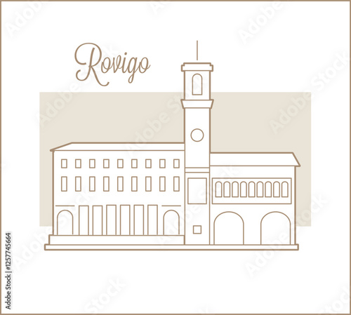 Tableau sur toile Rovigo Italy post card vector illustration