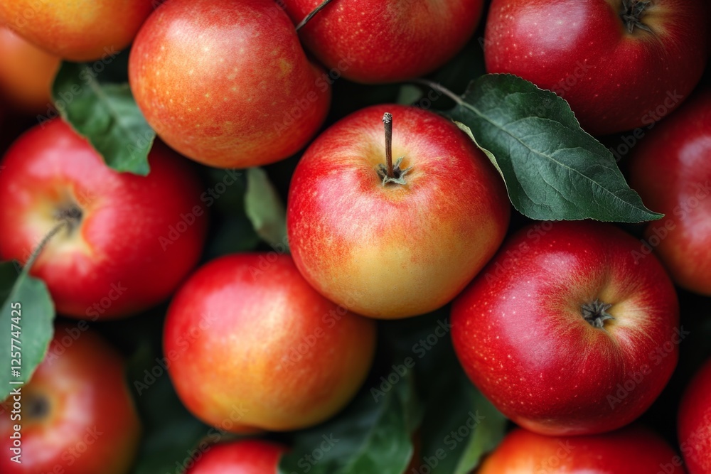 Close-up of ripe red apples piled together with bright natural lighting Close-up of ripe red apples piled together with bright natural lighting