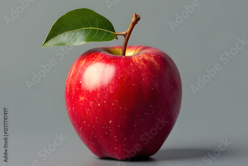 Fresh red apple with water drops isolated on black background photo