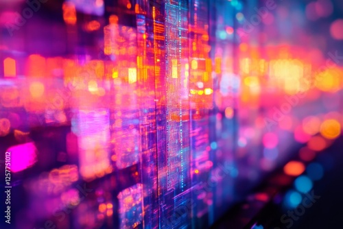 Wallpaper Mural Abstract digital background with glowing colorful data blocks Torontodigital.ca