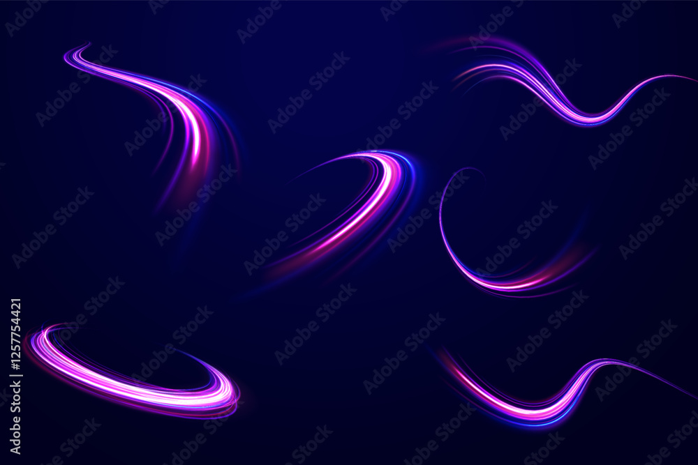 Colored shiny sparks of spiral wave. Curved bright speed line swirls. Shiny wavy path. Rotating dynamic neon circle. Magic golden swirl with highlights. Glowing swirl bokeh effect. vector png Colored shiny sparks of spiral wave. Curved bright speed line swirls. Shiny wavy path. Rotating dynamic neon circle. Magic golden swirl with highlights. Glowing swirl bokeh effect. vector png