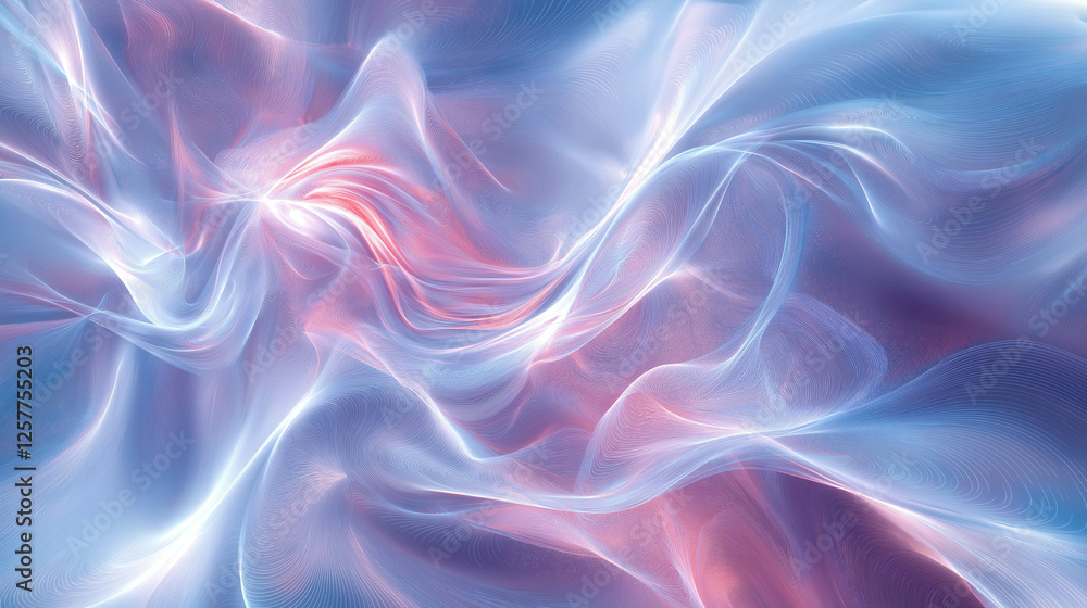 Fototapeta premium Surreal flowing waves of white and pink energy create mesmerizing visual