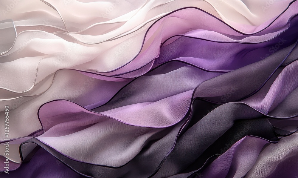 Obraz premium Purple and white fabric waves, elegant texture, fashion design, background for website
