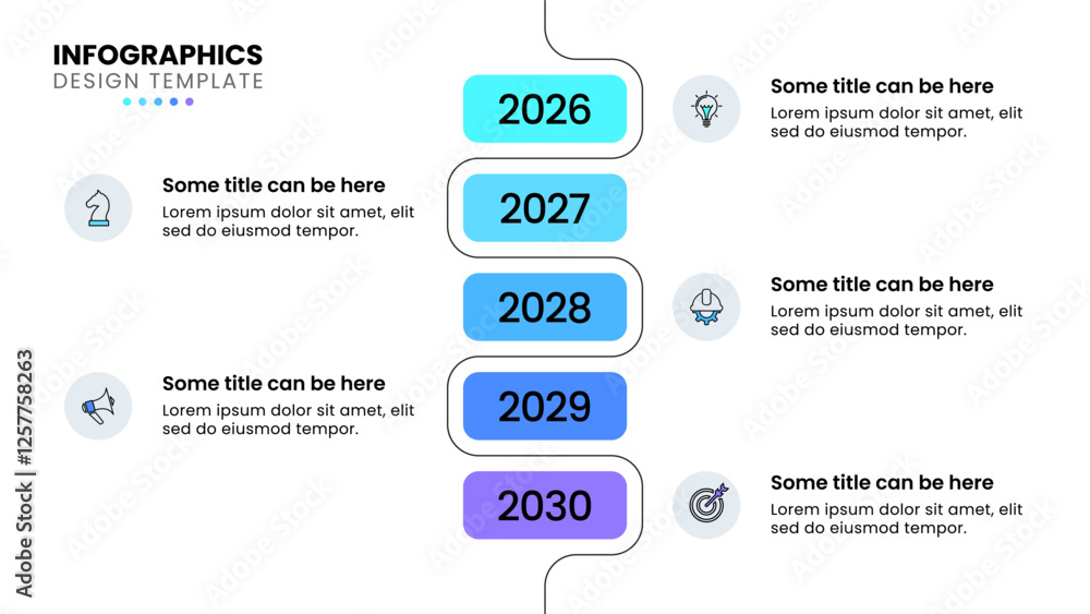 Infographic template. Timeline with 5 steps and years Infographic template. Timeline with 5 steps and years