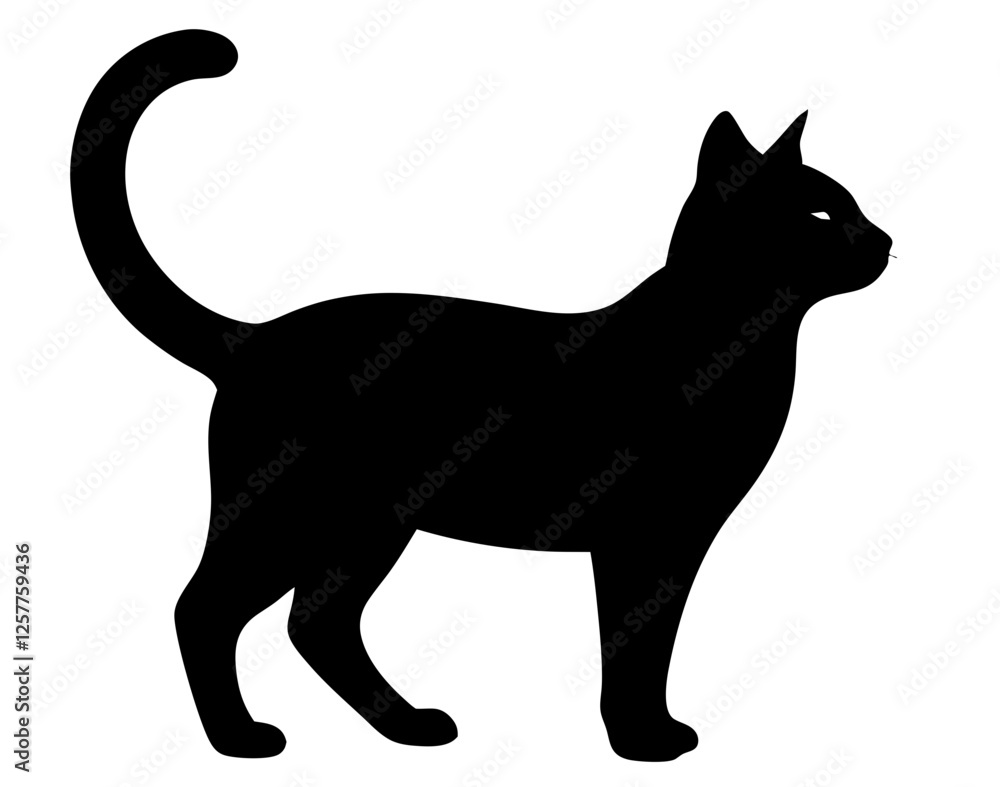 black cat silhouette vector, Simple silhouette Design vector icon with white background. Pet Animal vector black cat silhouette vector, Simple silhouette Design vector icon with white background. Pet Animal vector