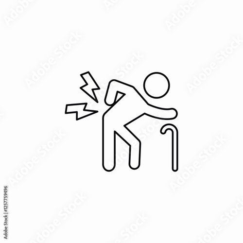 elder man back pain icon vector sign