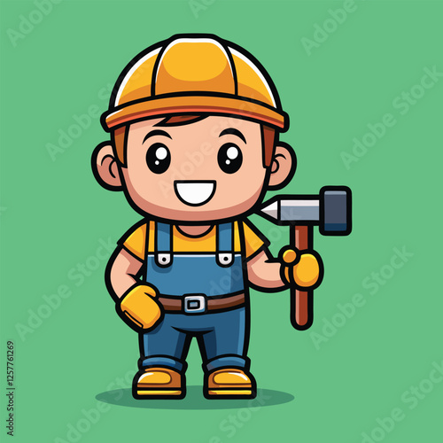 cartoon builder with wrench