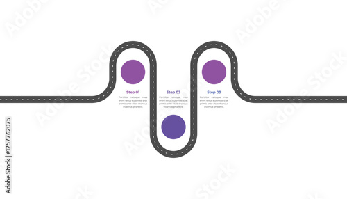 Roadmap infographic. 3 steps journey concept.