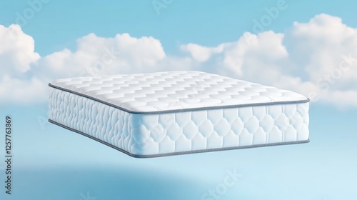 Elegant White Mattress Floating In A Serene Sky