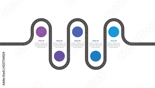 Roadmap infographic. 5 steps journey concept.
