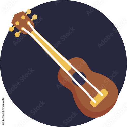 Traditional Hawaiian string instrument with a small wooden body and four strings.