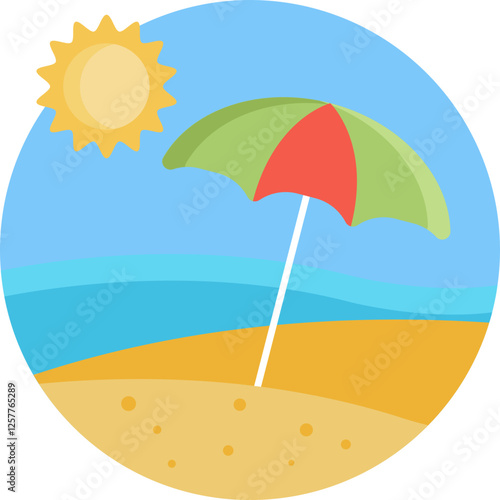 A beach umbrella offering shade from the sun, commonly used in tropical locations like Hawaii.