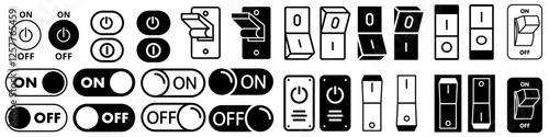 On and off icon vector set. Switch illustration sign collection. Toggle symbol. Slider logo.