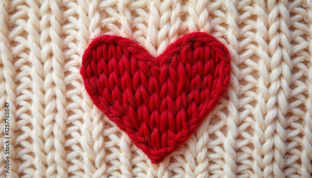 Knit texture featuring a red heart shape for cozy and romantic designs and decorations Knit texture featuring a red heart shape for cozy and romantic designs and decorations